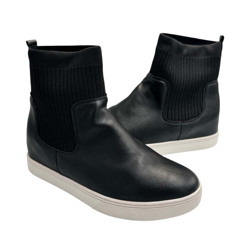 Boutique by Corky's NEW Sweater Weather Black Faux Leather Pull On Sock Booties